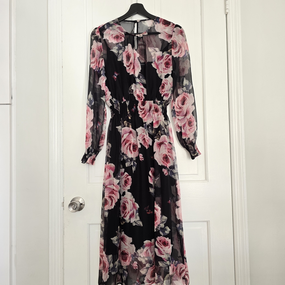 Dolce & Gabbana Rose Print Silk Dress IT36 (US0 US2 XS)